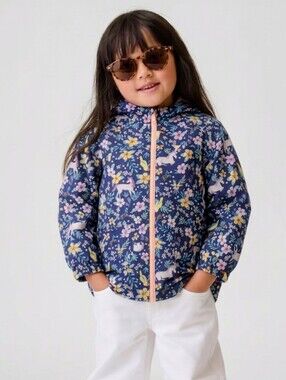 Carter's fleece lined fall jacket blue pink unicorn size 4t